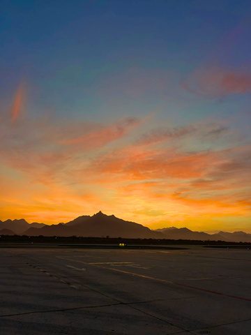Sunset over the mountains of Los Cabos