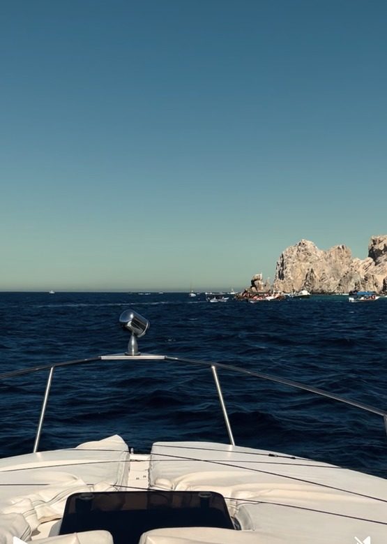 View from the bow of a yacht near Land's End